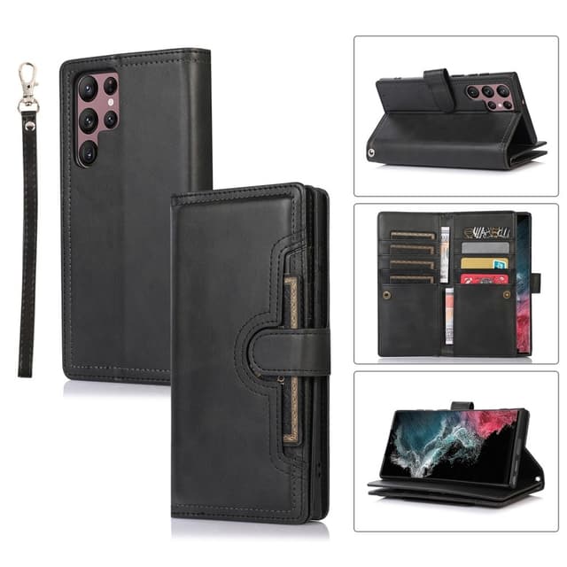SKALO Samsung S24 Ultra Big Wallet Flip Cover - Sort