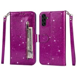 SKALO Samsung S25+ Glitter Dragkedja Plånboksfodral - Lila