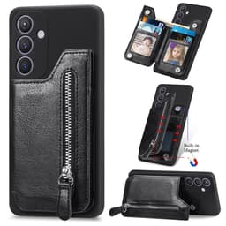 SKALO Samsung S25 PU-læder lynlås Cover - Sort