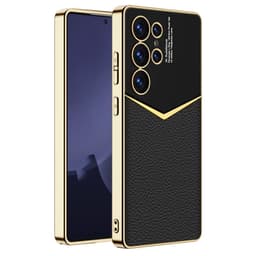 SKALO Samsung S25 Ultra GKK PU-Nahka Kultareunus Suojakuori - Musta