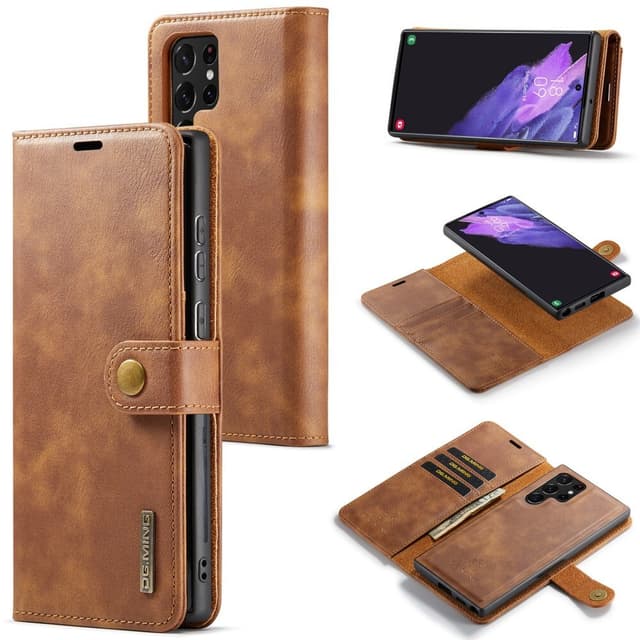 DG MING Samsung S25 Ultra 2-i-1 Magnet Plånboksfodral - Brun