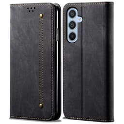 SKALO Samsung S25+ Jeans Lompakkokotelo - Musta