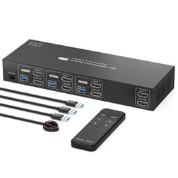 NÖRDIC HDMI KVM-kytkin 3 tietokonetta 2 näyttöä 4K60Hz EDID 4 USB 3.0-porttia kaukosäätimellä