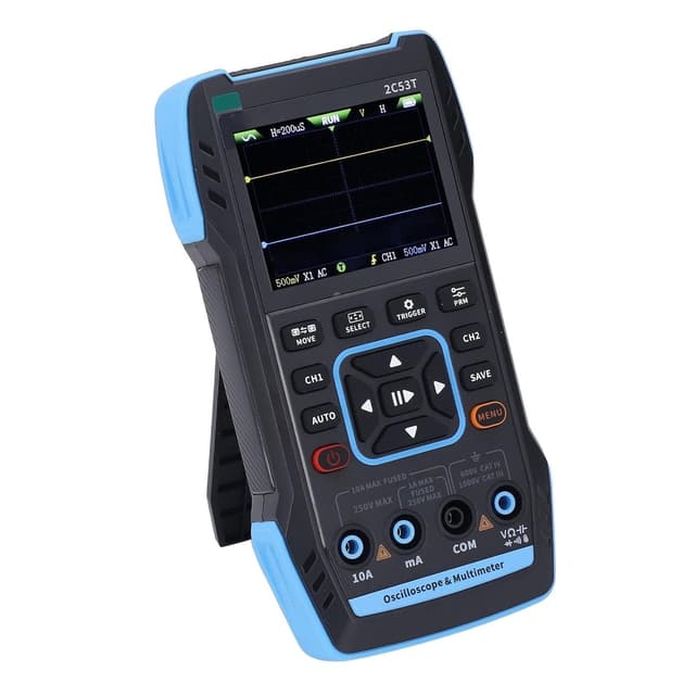 FNIRSI 2C53TH 3 i 1 oscilloskop, multimeter og signalgenerator 2,8"" LCD-skærm for perfekt billedkvalitet