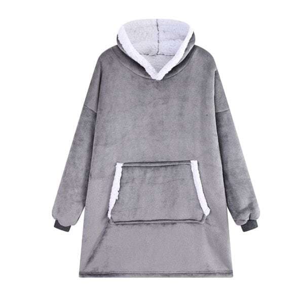 Medellång oversized hoodie till vuxna med känguruficka och luva - Grå