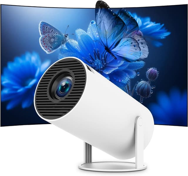 NÖRDIC Mini Portable Projector 4K 1080P Full HD-støtte Android 11 & Netflix – WiFi 6, BT 5.0, 180° rotasjon, hjemmekinoprojektor