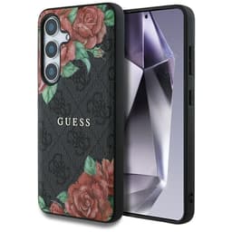 Guess Mobilskal till Galaxy S25 MagSafe Flowers Print Metal Logo - Svart
