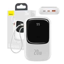 Powerbank Baseus Qpow PRO med Lightning-kabel, USB-C-port og USB 20000mAh, 20W (hvit)
