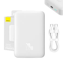 Powerbank Baseus Magnetic, 10000mAh, USB-C 20W, MagSafe (hvit)