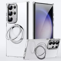 Beskyttende Samsung telefontaske med magnetisk stativ Gennemsigtig Samsung Galaxy S23 Plus