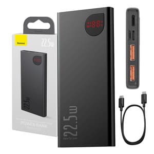 Powerbank Baseus Adaman Metal, 10000mAh, 2xUSB, USB-C, Lightning, MicroUSB 22,5W (svart)