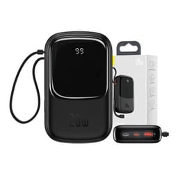 Powerbank Baseus Qpow PRO Lightning-kaapelilla, USB-C-portilla ja USB 20000mAh, 20W (musta)