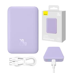 Powerbank Baseus Magnetic Mini 10000mAh, USB-C 20W MagSafe (lilla)