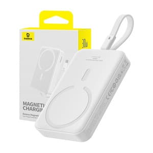 Powerbank Baseus Magnetic Mini 10000mAh, USB-C 30W MagSafe (vit)