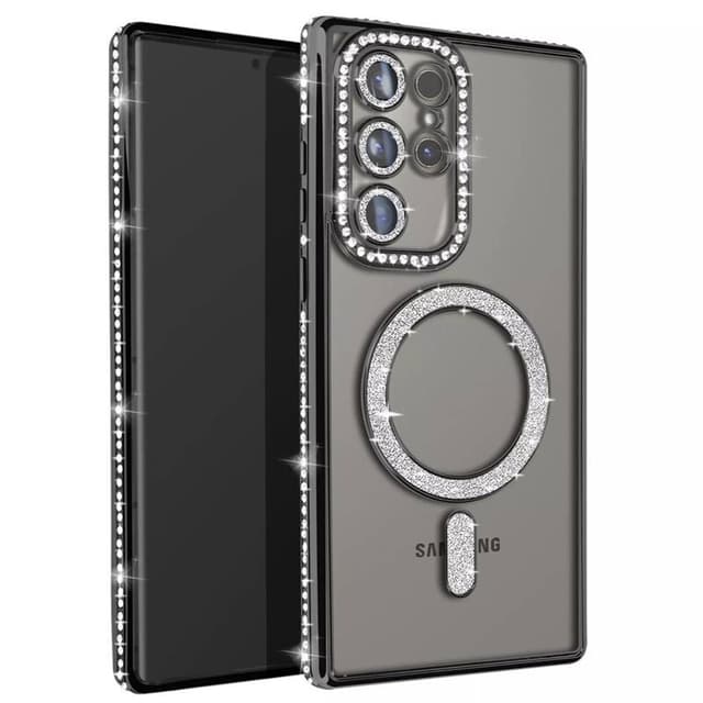 Diamond bling MagSafe cover Samsung Galaxy S22 Ultra - Sort