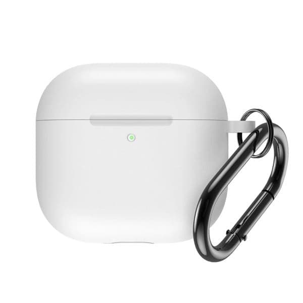 Silikoneetui med karabinhage til Airpods 4 - Hvid