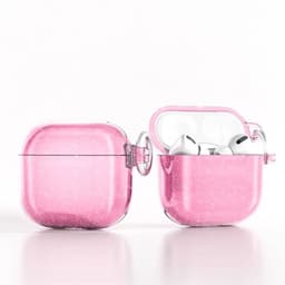 Glittrigt skyddsfodral till AirPods 4 med metallklämma - Rosa