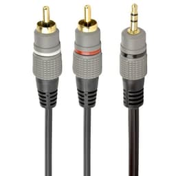 Äänikaapeli 3,5 mm – 2xRCA, 5 m kullatuilla liittimillä – stereojohto mobiililaitteille ja vahvistimille
