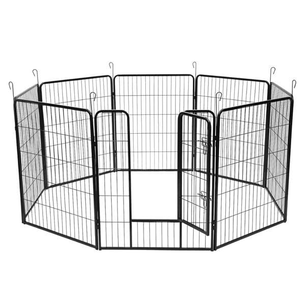 Hundegård i metal 80x80 cm 8 Dele