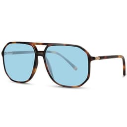 Solglasögon med leopardmönstrad båge & blå lins