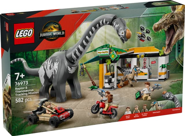 LEGO Jurassic World Spårningsuppdrag med raptor och titanosaurus 76973