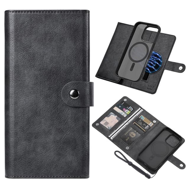VILI iPhone 16 Pro Max GVB Series Flip Cover m. pung i PU-læder - Sort