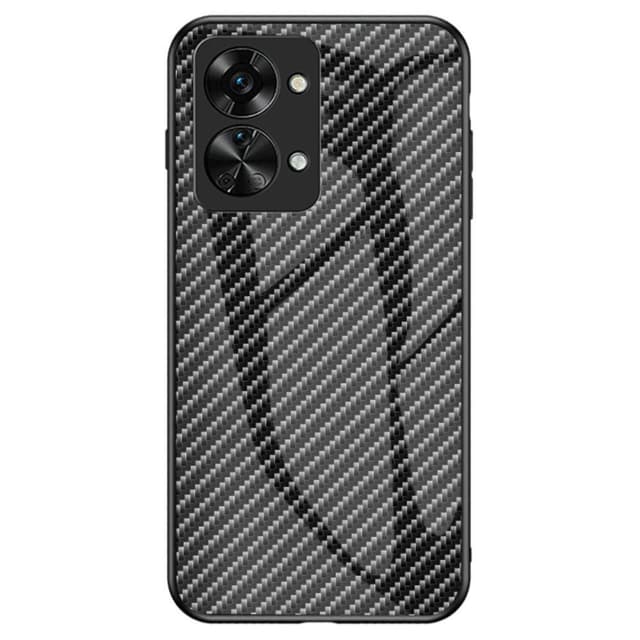 SKALO OnePlus Nord 2T 5G Carbon Fiber hærdet glas TPU-cover - Sort