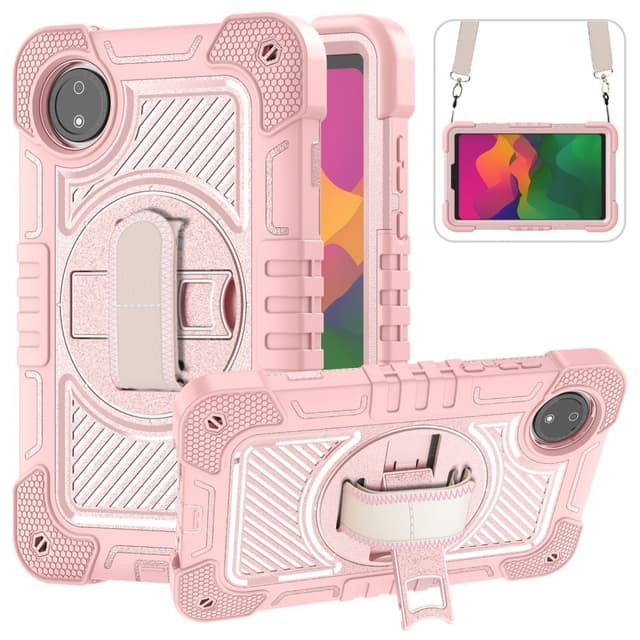 SKALO Xiaomi Redmi Pad SE 8.7 Extra Shockproof Armor 360 Kahva/Tripod Suojakuori - Ruusukulta