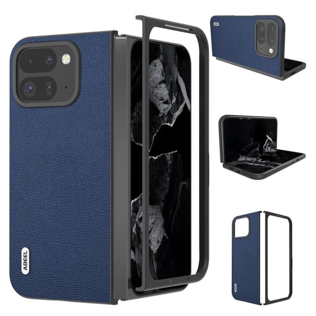 ABEEL Google Pixel 9 Pro Fold Genuine Leather Suojakuori - Sininen