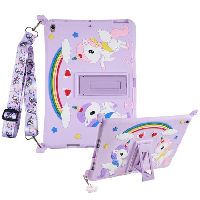 SKALO iPad 10.2 Stöttåligt Unicorn Rainbow Silikon Skal - Lila