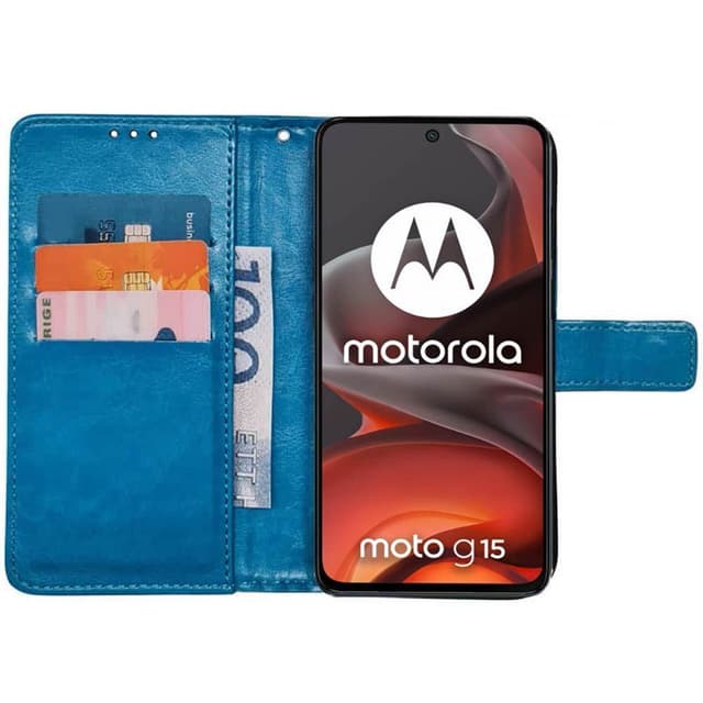 Lommebokdeksel 3-kort Motorola Moto G15 - Lyseblå