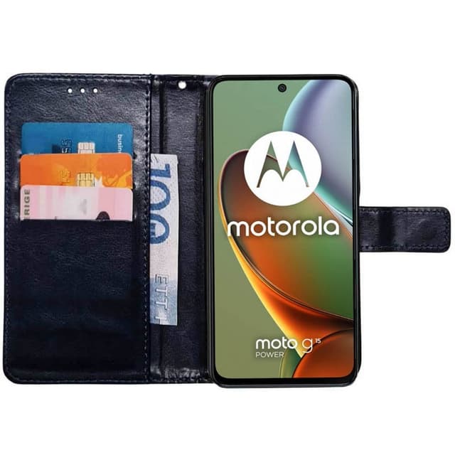 Lommebokdeksel 3-kort Motorola Moto G15 Power - Mørkeblå