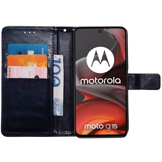 Lommebokdeksel 3-kort Motorola Moto G15 - Mørkeblå