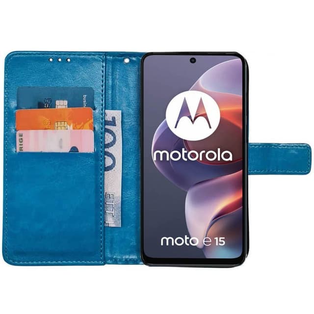 Lompakkokotelo 3-kortti Motorola Moto E15 - Vaaleansininen