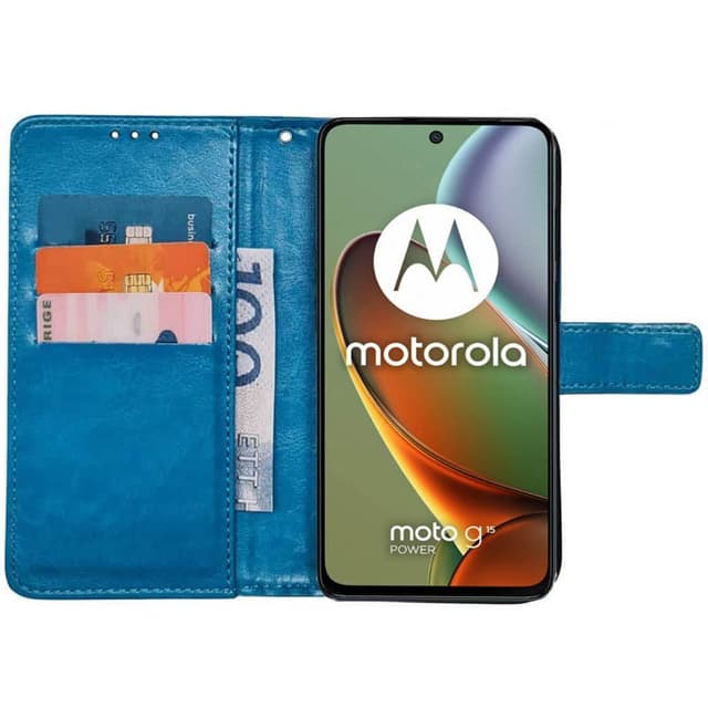 Lompakkokotelo 3-kortti Motorola Moto G15 Power - Vaaleansininen