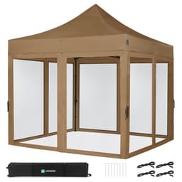 VONROC Partytält 3x3 m – Modulär Design med Sidoväggar & Myggnät – Vattentåligt & UV-skydd – Enkel Montering – Beige