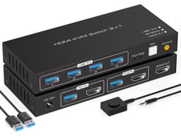 NÖRDIC KVM-svitsj 2 til 1 HDMI til HDMI, 8K60Hz/4K120Hz, 4x USB-A