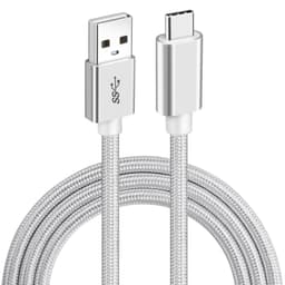 NÖRDIC 50cm USB-C til USB-A Cable USB3.1 Gen1 Hurtig opladning 3A 60W 5Gbps Nylon Flettet Hvid