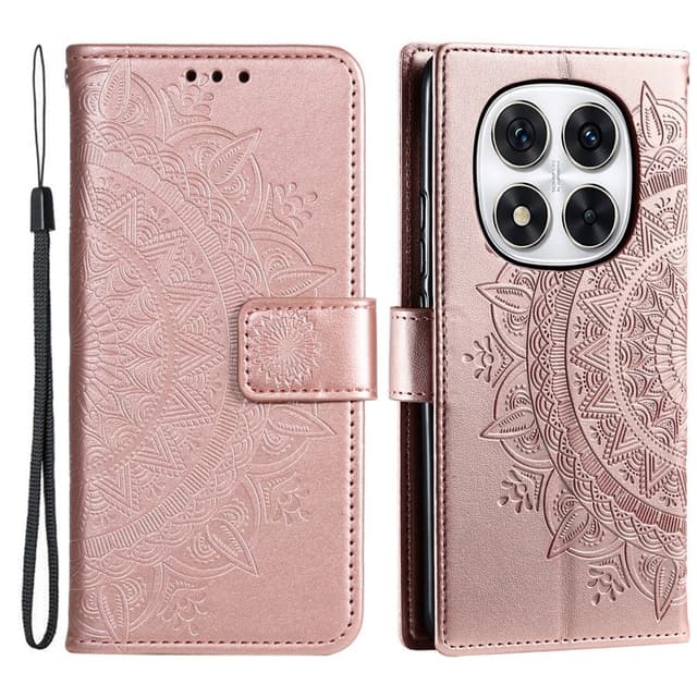 SKALO Xiaomi Redmi Note 14 Pro+ 5G Mandala Lompakkokotelo - Ruusukulta
