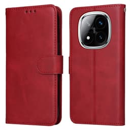 SKALO Xiaomi Redmi Note 14 Pro+ 5G PU-läder Plånboksfodral - Röd