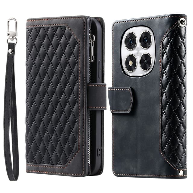 SKALO Xiaomi Redmi Note 14 Pro+ 5G Style 005 Big Wallet Quiltat Flip Cover - Sort