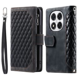 SKALO Xiaomi Redmi Note 14 Pro+ 5G Style 005 Big Wallet Quiltat Lompakkokotelo - Musta