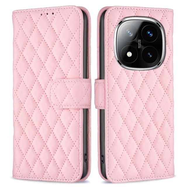 SKALO Xiaomi Redmi Note 14 Pro+ 5G BINFEN COLOR Tikattu kuori Lompakkokotelo - Pinkki