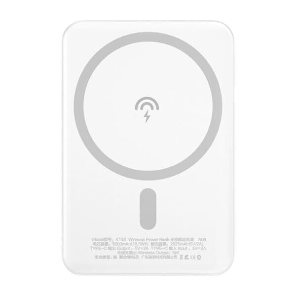 Powerbank 5000 mAh med MagSafe og trådløs lading - Hvit