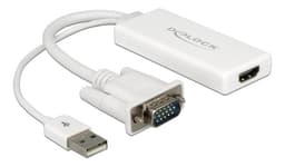DeLOCK VGA til HDMI-adapter med lyd, hvit
