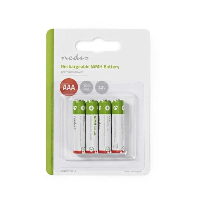 Nedis Oppladbare Ni-MH batteri AAA | 1.2 V DC | 700 mAh | Forhånds ladet | 4-Pakke