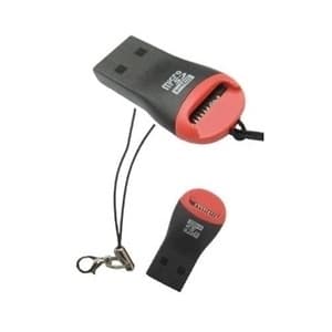 USB 2.0-kortleser for microSDHC (rød/svart)