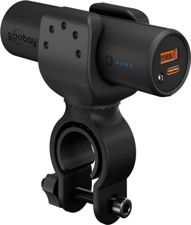 Goobay Bike powerbank 5.0 (5 000 mAh) liten, tynn og praktisk powerbank med en kapasitet på 5 000 mAh for montering på sykkelen