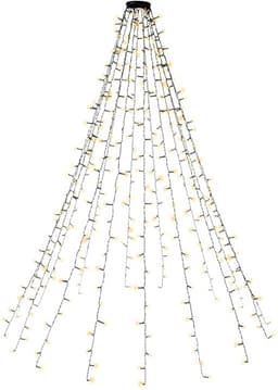 Goobay 400 LED juletrebelysning med ring, timer og minnefunksjon, 8 lysmoduser, 24 V ekstern transformator, varmhvit (3000 K), for innendørs og utendørs bruk (IP44)