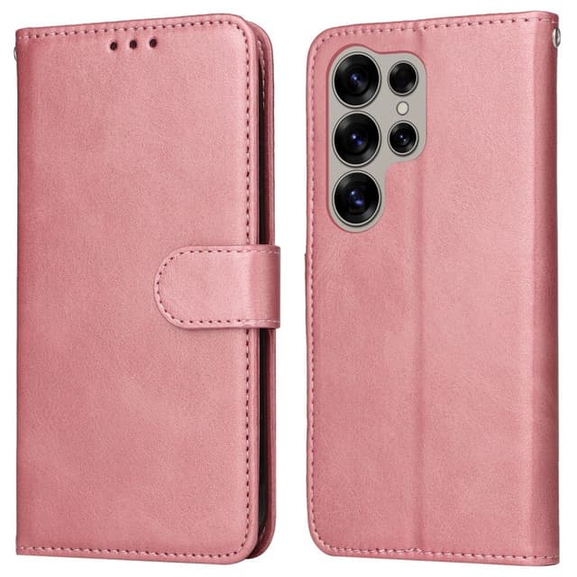 SKALO Samsung S25 Ultra PU-læder Flip Cover - Pink
